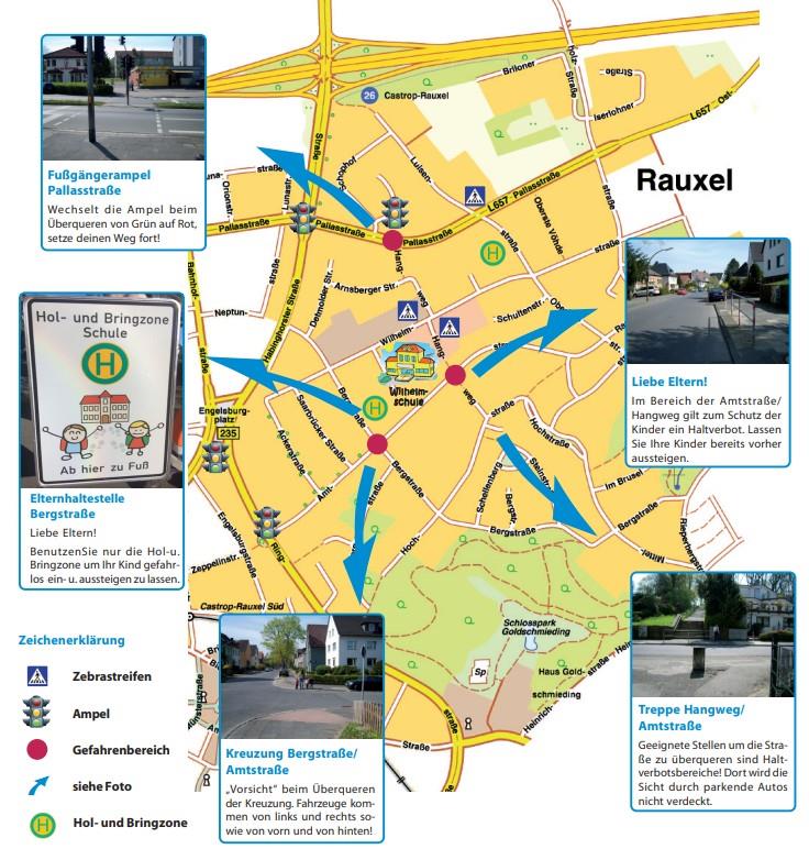 Diese Karte ist Teil eines Flyers der Stadt und der Wilhelmschule für einen sicheren Schulweg. Diese Karte ist Teil eines Flyers der Stadt und der Wilhelmschule für einen sicheren Schulweg.
