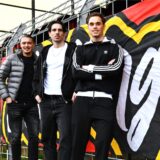 Fußball, Oberliga Westfalen 23. März 2025, Stimberg-Stadion. Spvgg. Erkenschwick – SV Lippstadt 08 0:1. Vor dem Spiel stellte die Spvgg. Erkenschwick drei weitere Zugänge für die neue Saison vor (von links): Elmar Skrijelj (TuS Bövinghausen), Kijan Licina (TuS Bövinghausen) und Niklas Alter (TSC Eintracht Dortmund).