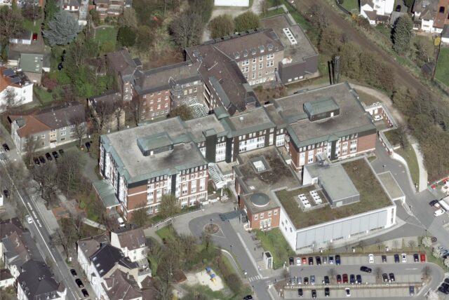 Luftbild des Rochus-Hospitals in Castrop-Rauxel.