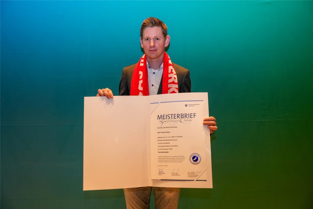 Florian Faust bei der Meisterfeier der Handwerkskammer Dortmund.