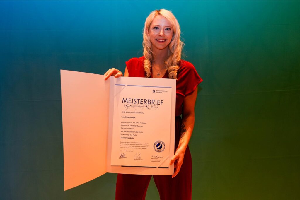Nina Krampe bei der Meisterfeier der Handwerkskammer Dortmund.