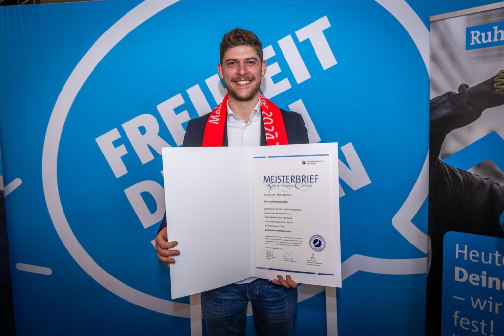 Danny Wüstenhofer bei der Meisterfeier der Handwerkskammer Dortmund.