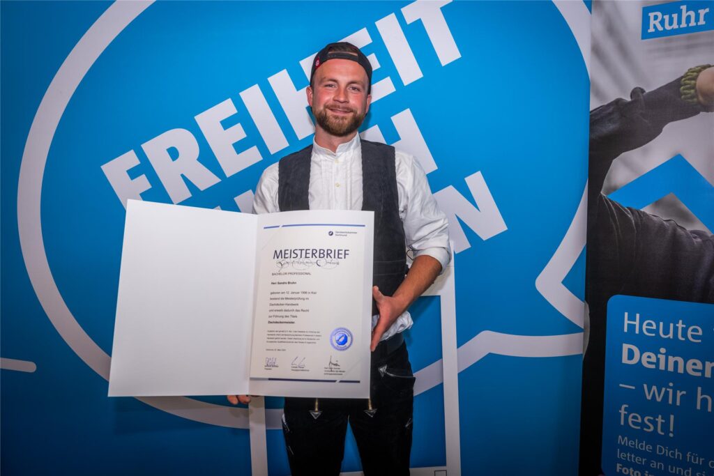 Sandro Bruhn bei der Meisterfeier der Handwerkskammer Dortmund.