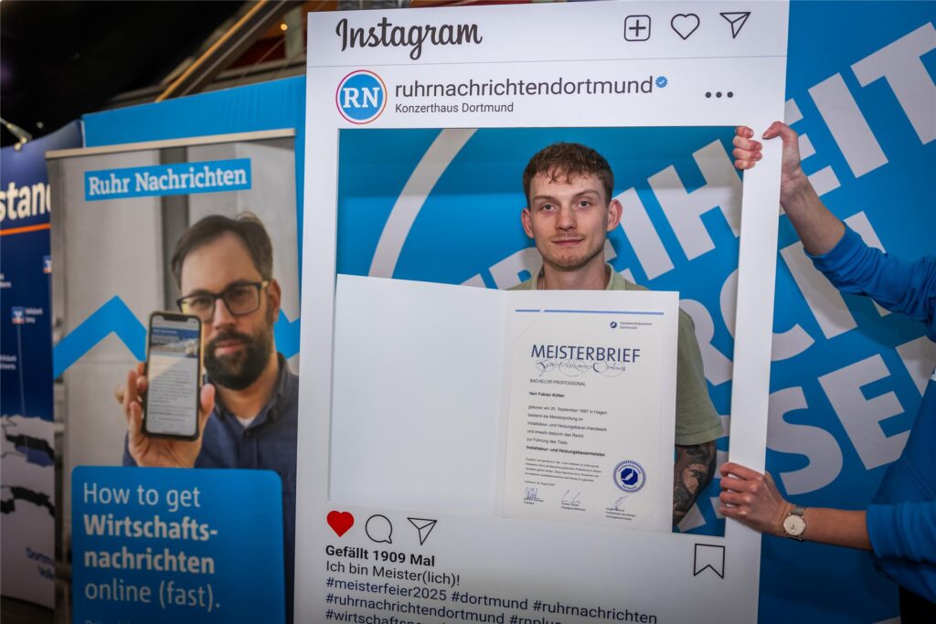 Fabian Kötter bei der Meisterfeier der Handwerkskammer Dortmund.