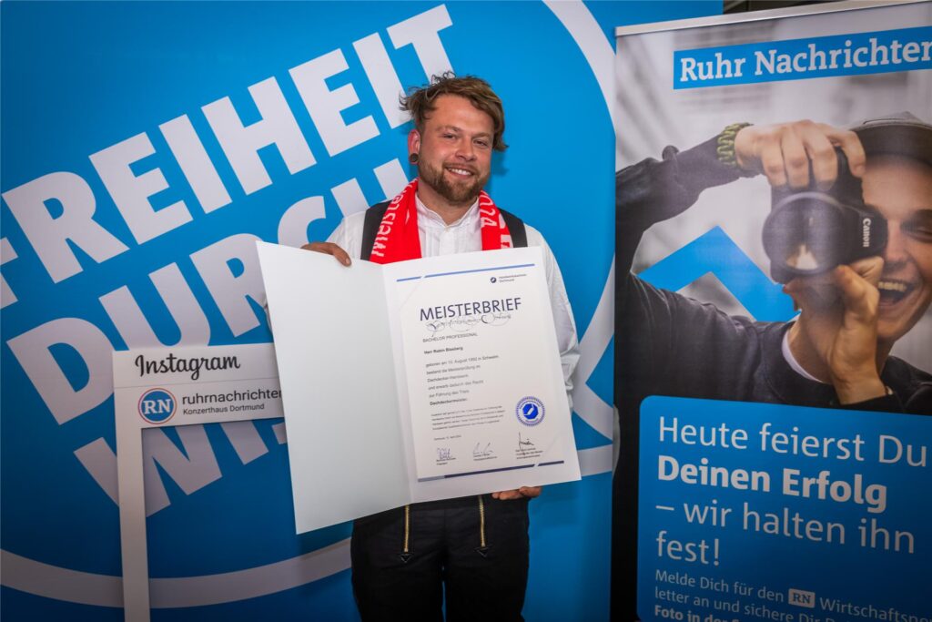 Robin Blasberg bei der Meisterfeier der Handwerkskammer Dortmund.