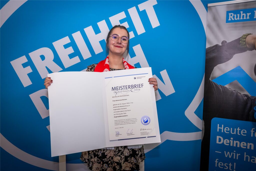 Anna-Lena Kirchen bei der Meisterfeier der Handwerkskammer Dortmund.