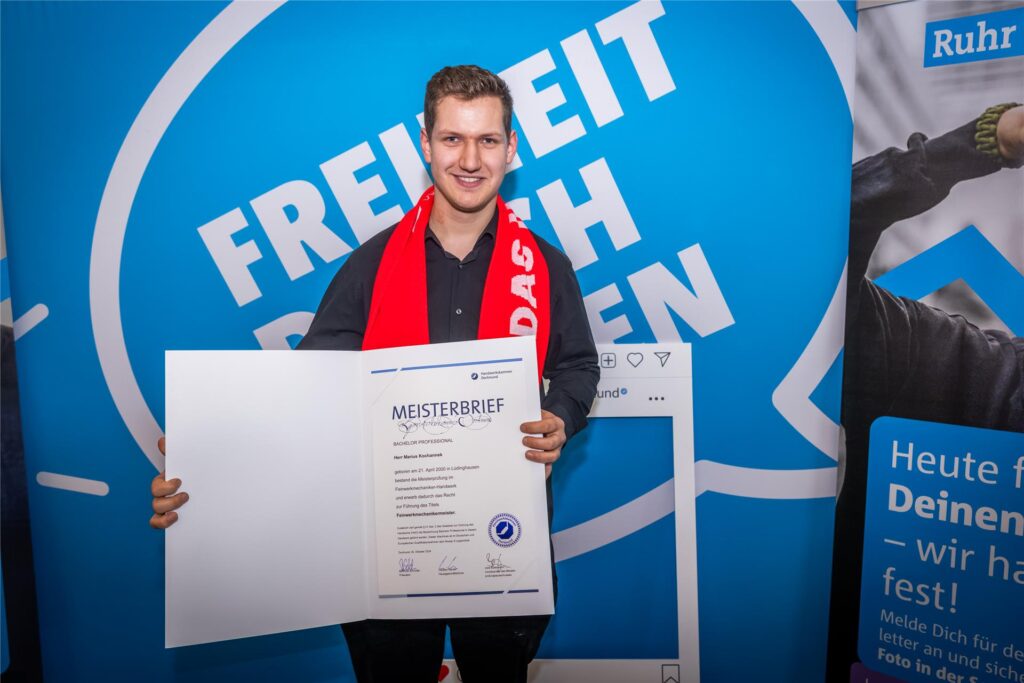Marius Kochannek bei der Meisterfeier der Handwerkskammer Dortmund.