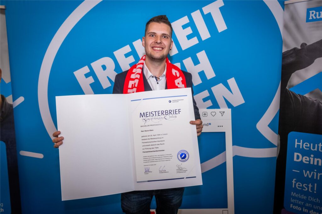 Kevin Klein bei der Meisterfeier der Handwerkskammer Dortmund.