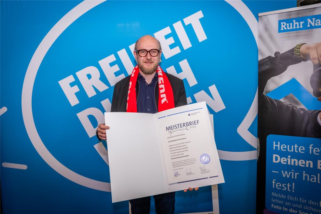 Max Manoél Kirschbaum bei der Meisterfeier der Handwerkskammer Dortmund.