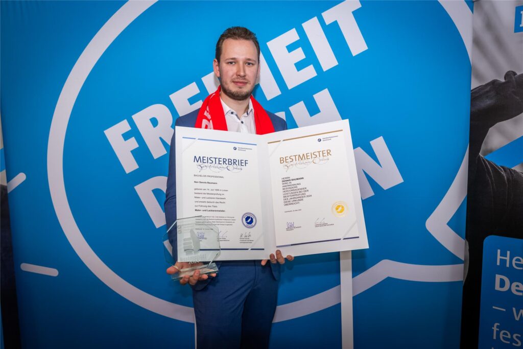 Dennis Baumann bei der Meisterfeier der Handwerkskammer Dortmund.