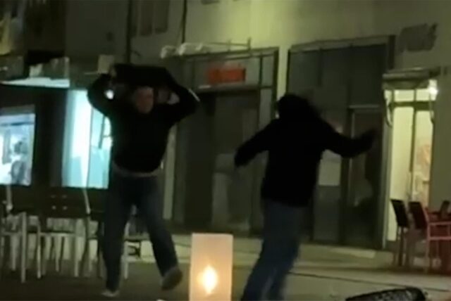 Screenshots eines Videos, das eine Auseinandersetzung auf dem Dorstener Marktplatz zeigt