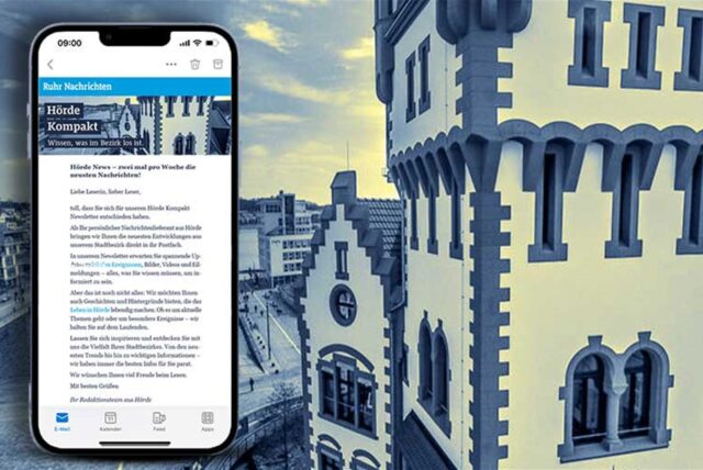 Neuer Newsletter für den Stadtbezirk Hörde vor der Kulisse der Hörder Burg am Phoenix-See