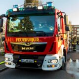 Löschzug der Freiwilligen Feuerwehr bei einem Einsatz in Herten.