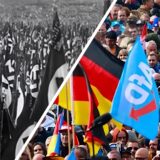 Bildmontage von NSDAP Flaggen und AfD Flaggen