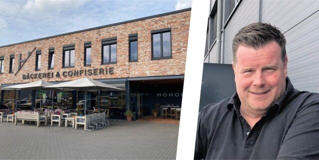Montage zeigt links die Bäckerei und Confiserie Hohoffs in Waltrop, rechts ist Betreiber Michael Hohoff zu sehen.