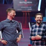 Entertainer Joko Winterscheidt (links) und Klaas Heufer-Umlauf (rechts) in ihrer Show „Joko & Klaas gegen ProSieben“.