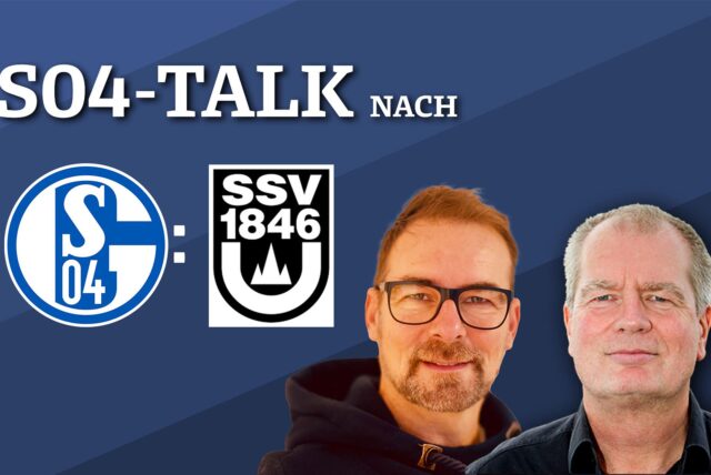 Sprechen nach der Partie gegen Ulm über das Spiel: Schalke-Reporter René Preuß und Schalke-Experte Norbert Neubaum.
