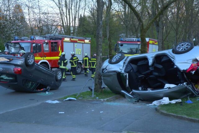 Unfallstelle vor dem Hallenbad an der Volksgartenstraße in Lütgendortmund.