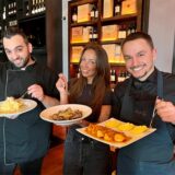 Koch Valentino Ferone, Chefin Nina Barradas und Service-Kraft Roman Skarjalis im Restaurant Acqua an der  Rosemeyerstraße 14 in Dortmund