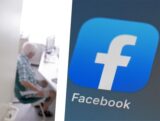 Montage zweier Symbolbilder zeigt links einen Patienten in einer Arztpraxis, rechts das Symbol der Facebook-App.