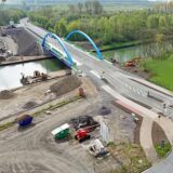 Luftaufnahme der neuen Löringhofbrücke zwischen Datteln und Waltrop.