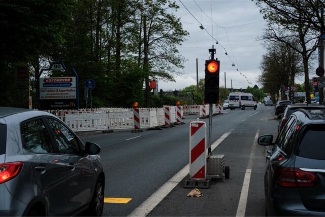 Baustelle auf der Blitzkuhlenstraße in Recklinghausen in Höhe der Nummer 90
