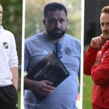Bildmontage: Die Fußballtrainer Thomas Synowczik, Selcuk Civelek und Sebastian Skiba.