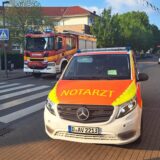 Einsatzfahrzeuge der Feuerwehr Marl an der Kolpingstraße in Marl-Polsum.
