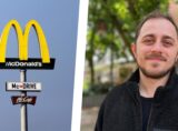 Montage zeigt links ein Werbeschild von McDonald’s, rechts den Linken-Politiker Pierre-Maurice Rode aus Waltrop.