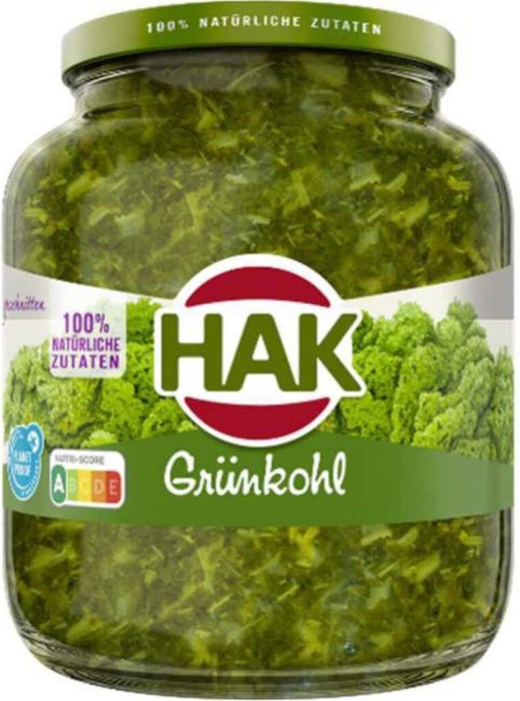 Ein Glas Grünkohl von HAK, das von einer Rückrufaktion betroffen ist. Ein Glas Grünkohl von HAK, das von einer Rückrufaktion betroffen ist.