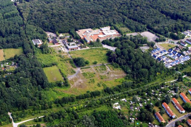 Ein Luftbild des Grimberg 3/4-Geländes, auf dem die Waldsiedlung entstehen soll.