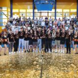 Der letzte Schnappschuss vom Regionalliga-Meister: Die Hertener Löwen vor ihren Fans in der Rosa-Parks-Sporthalle.