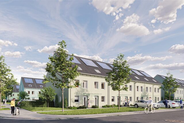 Entwurf der geplanten neuen Reihenhäuser in Marl-Hüls.