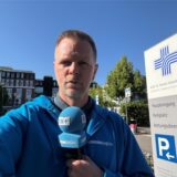 RN-Reporter Tobias Weckenbrock am Rochus-Hospital, dessen Geburtsstation schon am 16.5. und nicht erst Ende Juni geschlossen wird.