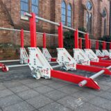 Überfahrsperren stehen auf dem Platz der Deutschen Einheit in Dorsten.