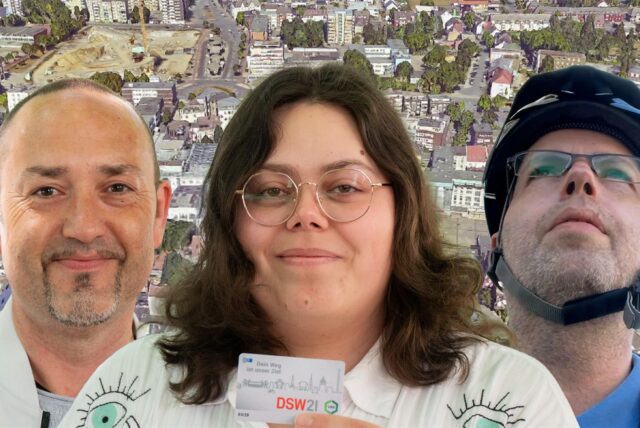 Bildmontage aus André Przybyl, Laura Wunderlich, Stefan Korte und einer Luftaufnahme von St. Antonius in Herten.