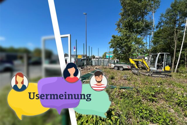 An der Herner Straße errichtet die Emschergenossenschaft einen vier Meter hohen Zaun, um den Landwehrbach vor Vermüllung zu schützen.