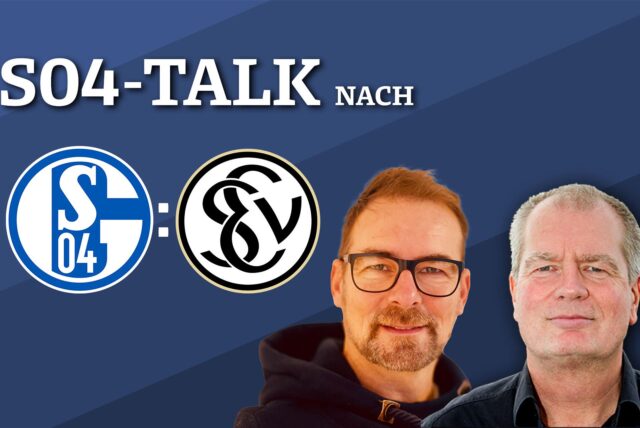 Sprechen nach der Partie gegen Elversberg über das Spiel: Schalke-Reporter René Preuß und Schalke-Experte Norbert Neubaum.