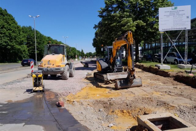 Bauarbeiten auf der Herzlia-Allee.