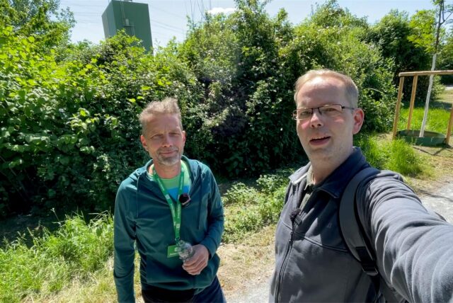 Die HA-Redakteure Harald Landgraf und Stefan Korte testen die neue Industrieallee in Herten, 15.05.2025