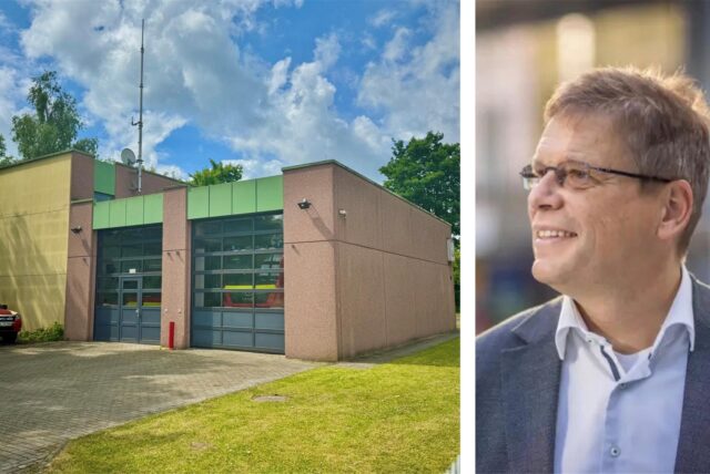 Baudezernent Arnulf Rybicki und die Feuerwache in Aplerbeck.
