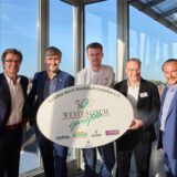 Im Bild von links: Max Stroetmann, Präsident Westfälisch Genießen, Johannes Riepe, Burkhard Riepe, Günther Overkamp, Sprecher der Gastronomen bei Westfälisch Genießen, Dr. Wolfgang Henke, Hauptgeschäftsführer Dehoga Westfalen