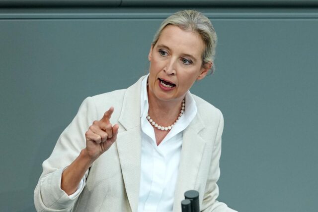 Alice Weidel bei einer Rede.