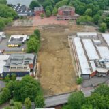 Luftbild von der Freifläche am Wulfener Markt