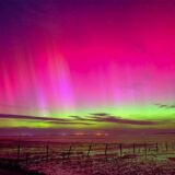 Polarlichter sind am Himmel über Schillig (Kreis Friesland) zu sehen.