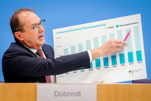 Alexander Dobrindt (CSU), Bundesinnenminister, stellt den Verfassungsschutzbericht 2024 vor.