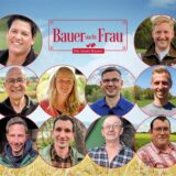 Friedrich, Simone, Daniel, Johann, Steffen, Herbert, Insa, Thomas, Christopher, Basti, Jörg, Andreas, Michael, Walter, Armin, Michi, die Teilnehmer von Bauer sucht Frau 2025 mit dem Logo der Sendung.