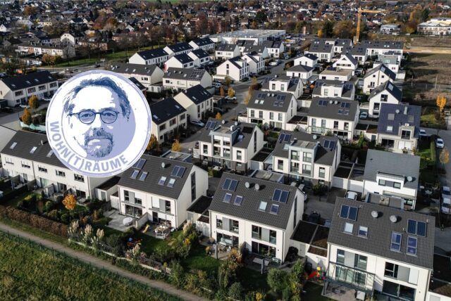 Eine Neubausiedlung mit Doppelhaushälften