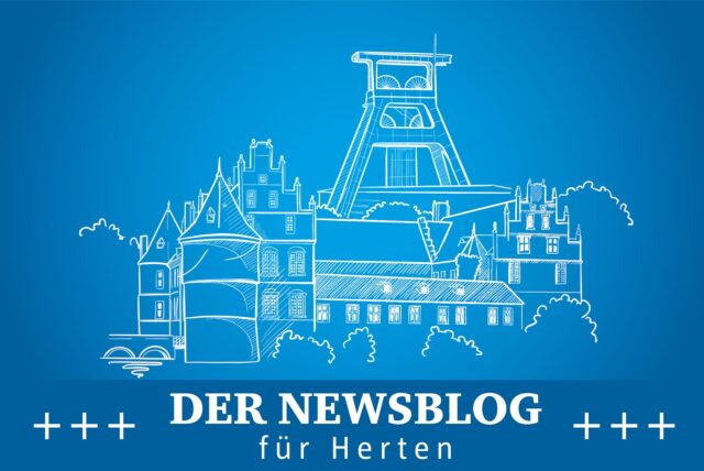 Unsere Grafik zeigt Umrisse von markanten Bauwerken in der Stadt Herten.