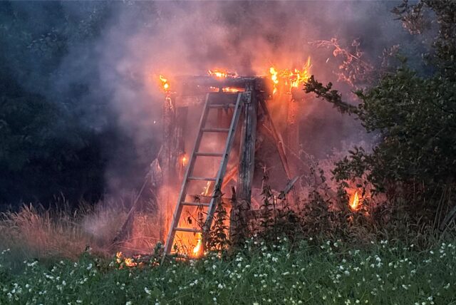 Ein Hochsitz in Dorsten stand am Freitagabend (13.6.) in Flammen.